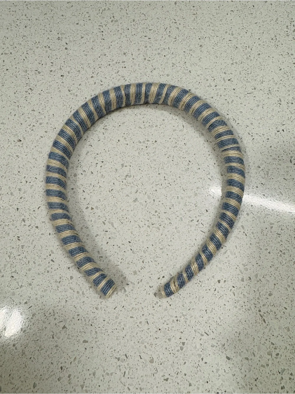 Striped Blue and Cream Wrapped Headband